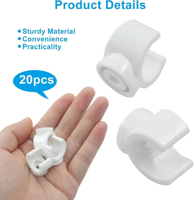 20 Pack 1/2 Inch Pipe Clamp, 16mm U-Shaped | Plastic PEX Clips, Pipe Hangers - Image 3