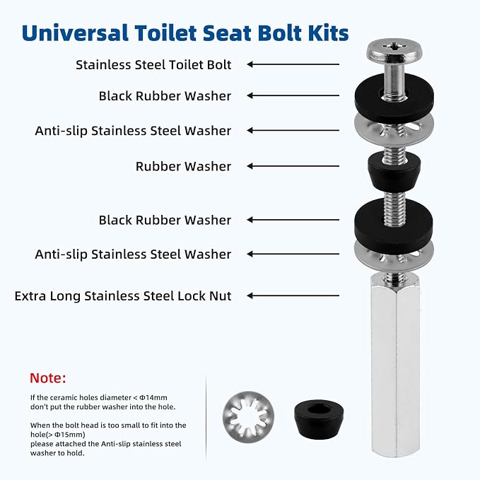 iFealClear 2 PCS Universal All-Metal Toilet Seat Bolts, 3 Inch Toilet Screw - Image 4