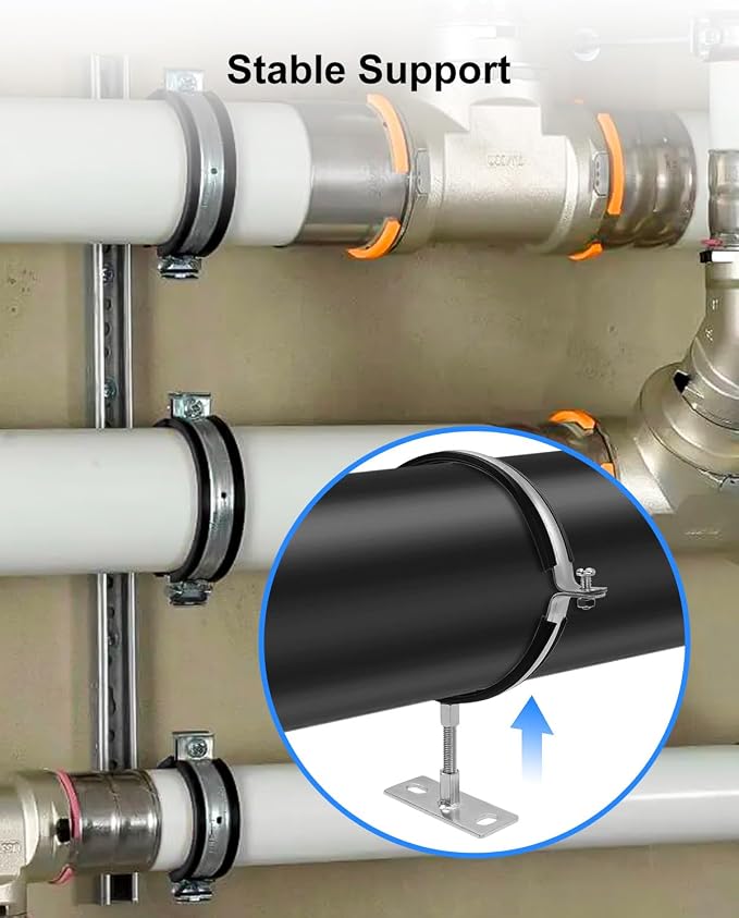 2 Pcs 4 Inch Pipe Bracket, Adjustable Split Ring Hanger Vent Wall Strap Kit | - Image 5