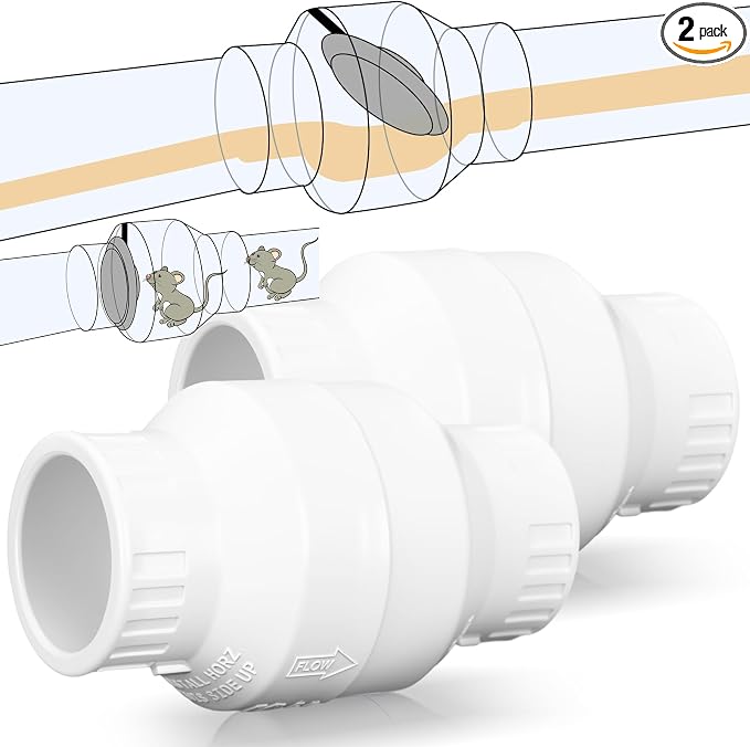 Geetery 2 Pcs 1-1/2'' PVC Check Valve Slip Swing No Spring Back Flow Preventer by Geetery