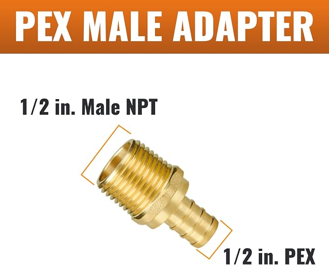 6-Pack 1/2" NPT to 1/2" PEX Male Adapter, PEX Fittings 1/2 Inch | Brass - Image 2