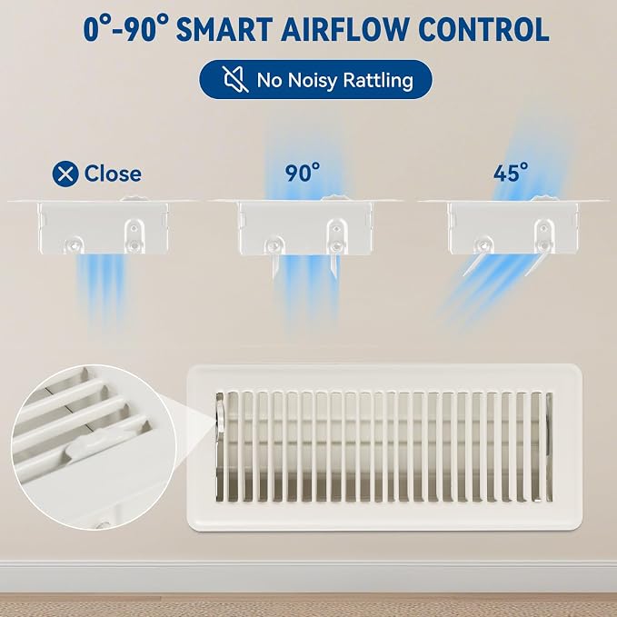 4" x 10" Floor Register Vent Covers 2-Pack, Cream White - Image 5