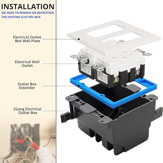 1/4” Double Gang Outlet Box Extender, Comes - Image 6