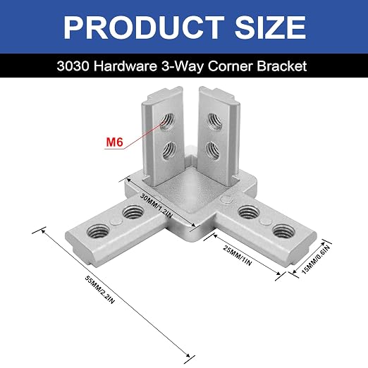 12pcs 3030 Hardware 3-Way Angel Bracket Corner Connector Silver | - Image 2