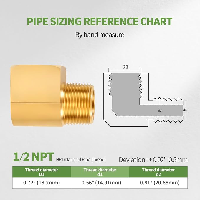 2 PCS Brass Pipe Fitting 90 Degree Elbow 1/2" NPT Male x 1/2" NPT Female | - Image 2