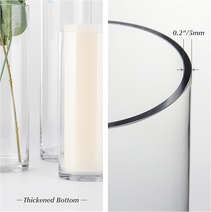 WGVI Quality Thick Weighted Clear Cylinder Glass Vases, Flower Arrangement - Image 10