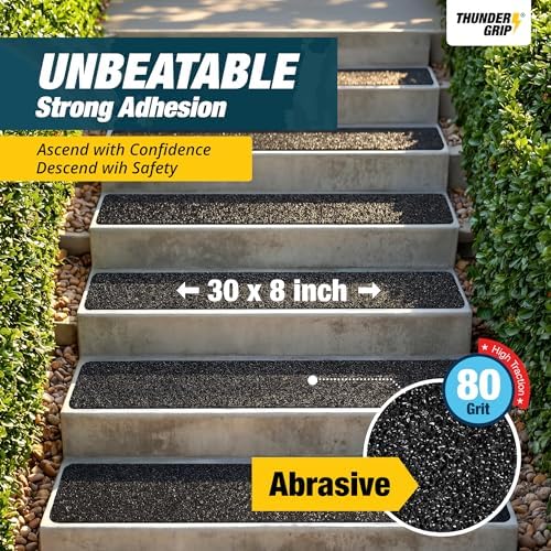 Outdoor Stair Treads Non-Slip 30" x 8" 12-Pack Waterproof 80-Grit Grip Tape - Image 3