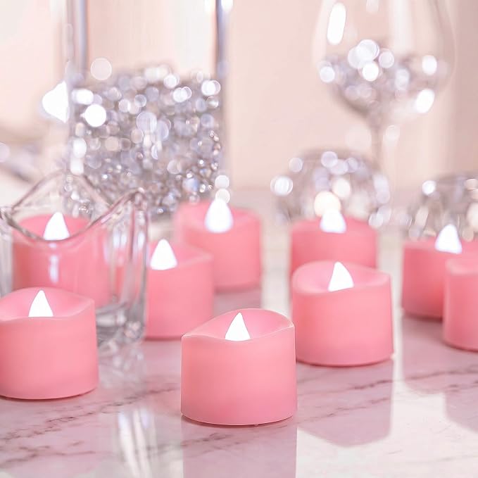 Homemory 50-Pack Pink Flameless Battery Tea Light Candles, 200+ Hours | by Homemory