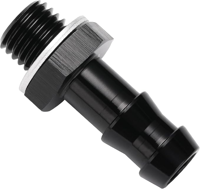 M12x1.5 Male Metric to 3/8 Barb Fuel Pump Outlet Adapter Fitting Aluminum Black - Image 3