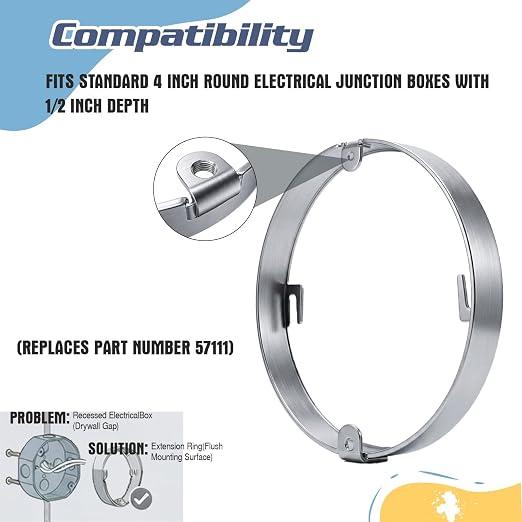 4 Inch Round Pan Box Extension Ring 57111 Fits Ceiling Box, 6 Pack, Metal | - Image 4