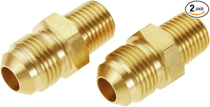 2pcs Brass Tube Fitting, Half-Union Connector 3/8" Flare x 1/4" NPT Male Pipe by ANPTGHT