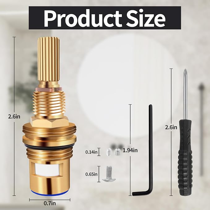Brass 1-001 Replacement Parts Widespread Cartridge Cold Side, Compatible - Image 2