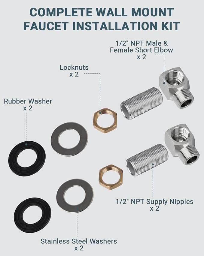 Wall Mount Faucet Installation Kit 1/2" NPT Commercial Faucet Parts Faucets - Image 6