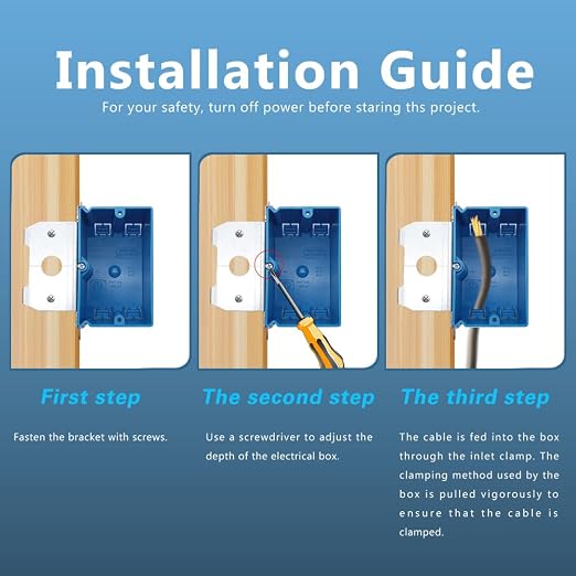 PVC Blue Adjustable Electrical Box Outlet, 3 Pack | 21Cu.inSingle-Gang - Image 4