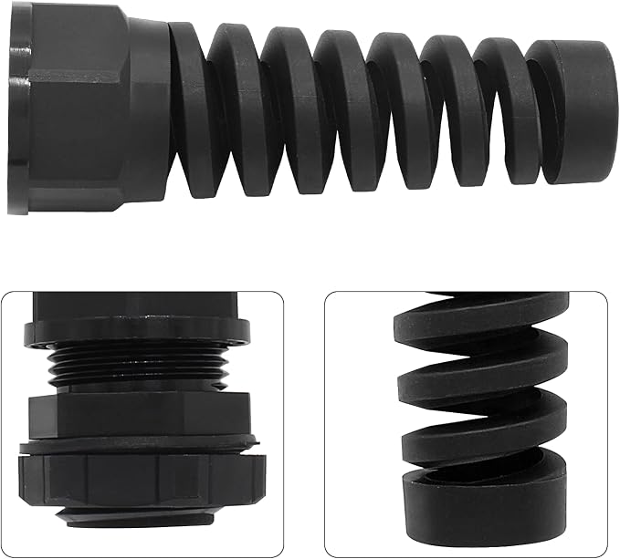 2Pcs NPT 1/2" Black Cable Gland, 7-12mm Cable Range | IP68 Waterproof, Nylon - Image 3
