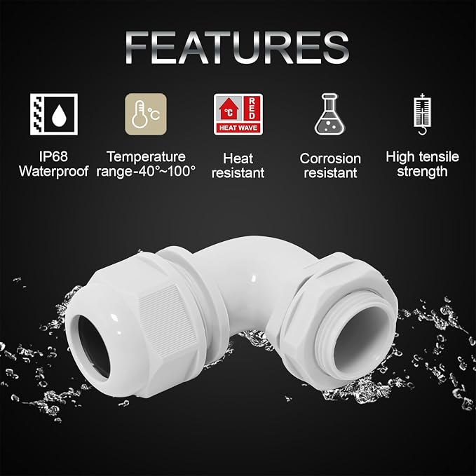M40 Cable Gland, 90 Degree Adjustable 26-33mm Cable Range Strain Relief - Image 3