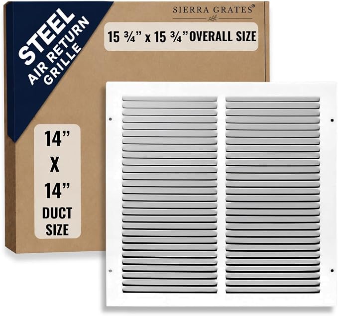 14x14 Air Return Vent Cover, Solid Steel White, 10 Pack - Image 2