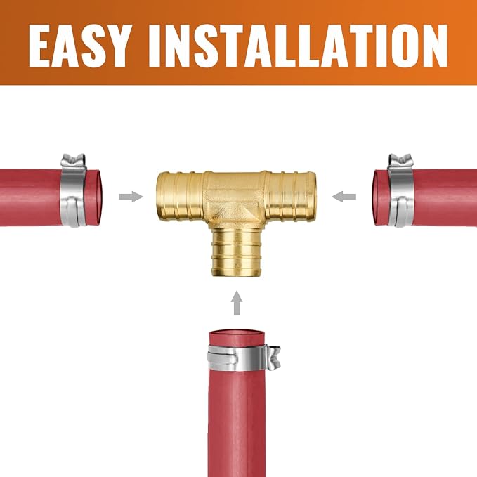 6-Pack 3/4 Inch PEX Tee Fittings | Brass - Image 3