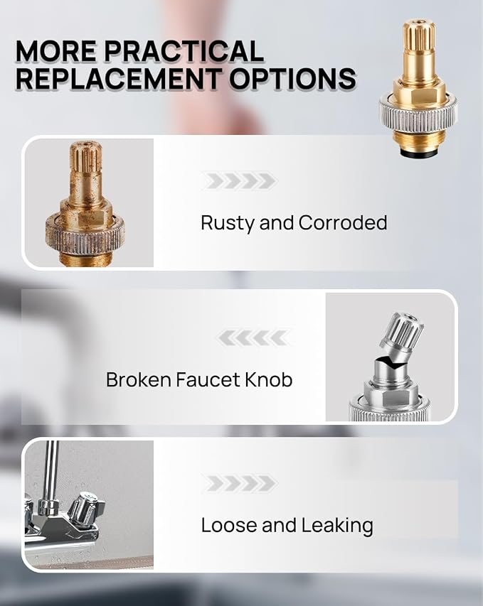 4" Brass Faucet Handle Cartridge Replacement Stem Assembly Faucet Valves Cold - Image 5