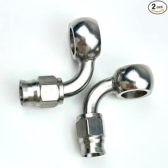 2pcs stainless steel 90 degrees female AN3-3 3AN to metric M10 10mm 0.4in banjo by Unknown