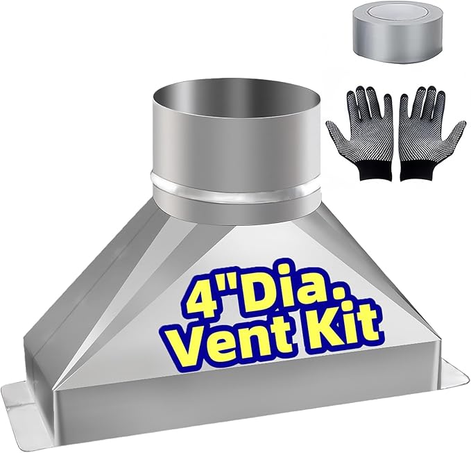 4" Dia x 3-1/4" x 10" L microwave vent kit, Rectangular to Round Duct by SunDiss