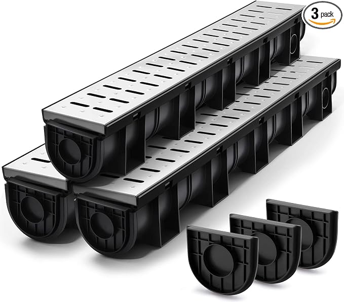 3 Set Black Driveway Channel Drain by Amylove