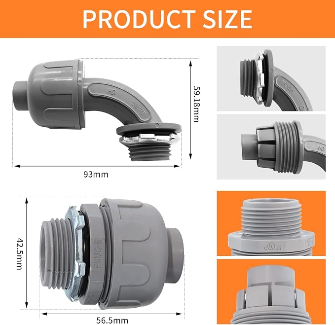 3/4" Liquid Tight Connector Non-Metallic Electrical Conduit Fittings, PVC - Image 2