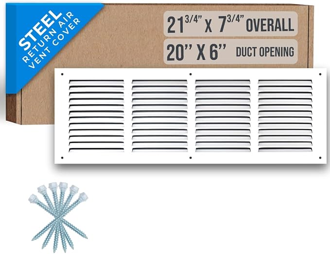 Fits 20x6 Duct Opening | Steel Return Air Grille by Handua | Vent Cover Grill by Handua