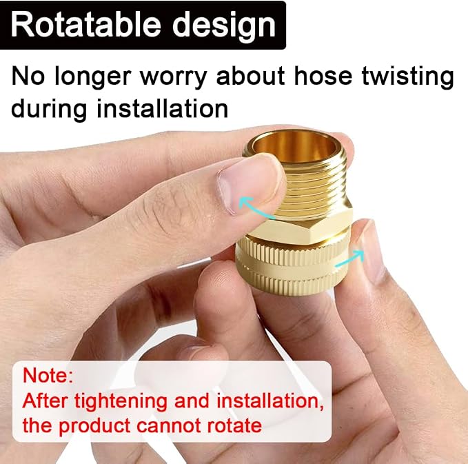 Joywayus 2PCS Brass Swivel Pipe Fitting 3/4" GHT Female x 1/2" NPT Male | - Image 3
