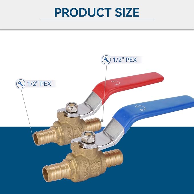 2-Pack GUOFIS 1/2-Inch PEX Crimp Full Port Ball Valve | 1/4 Turn Hot and Cold - Image 6