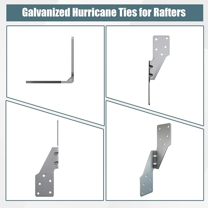 60 Pcs Right Size Galvanized Steel Hurricane Straps Tie Brackets| | Wind & - Image 3