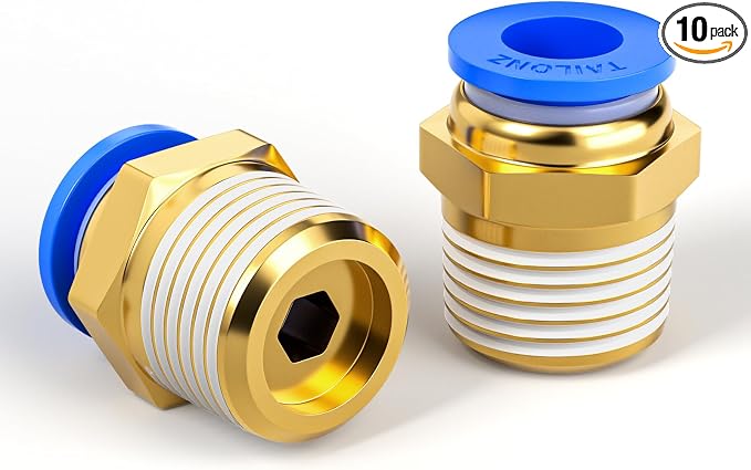 TAILONZ Blue 8mm Tube OD x 1/4" G Straight Push to Connect Fitting 10pcs | by TAILONZPNEUMATIC
