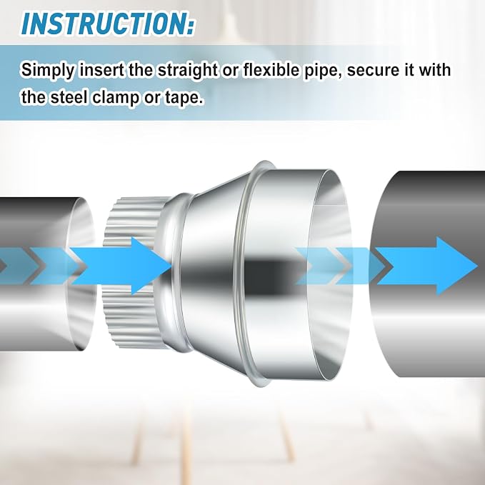 1 Pcs 4 Inch to 3 Inch Duct Reducer Increaser | Galvanized Steel Air Duct - Image 5