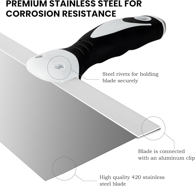 Mister Rui 10" Stainless Steel Drywall Taping Knife, Skimming Blade | 10" - Image 3
