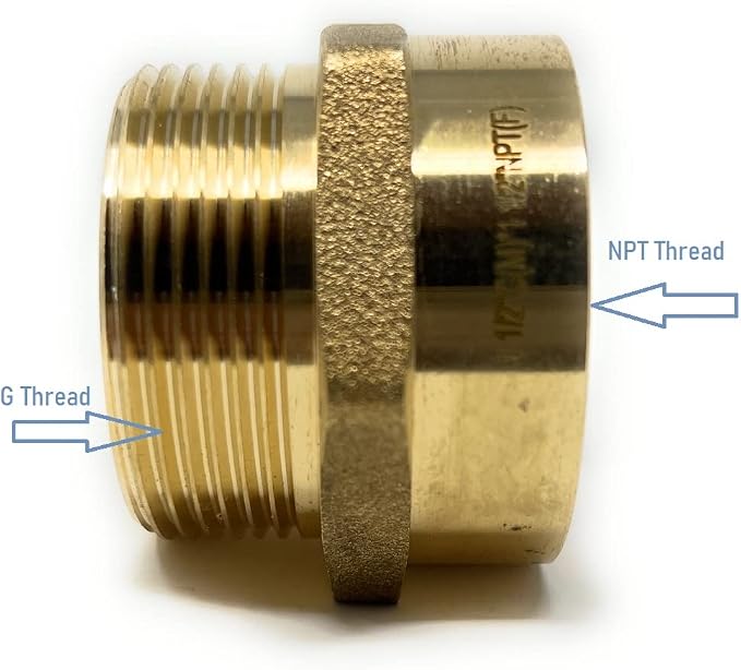 Cascada Lead-Free Brass Adapter, G Thread British BSPP Male to NPT Female) - Image 3