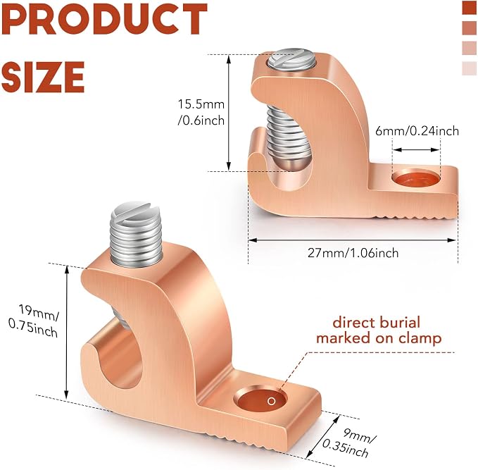 Landhoow 10 Pack Lay-in Lugs, Copper Pool Bonding Connectors, 4-14 AWG | - Image 2