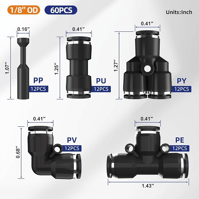 1/8”OD Push to Connect Fittings - Image 2