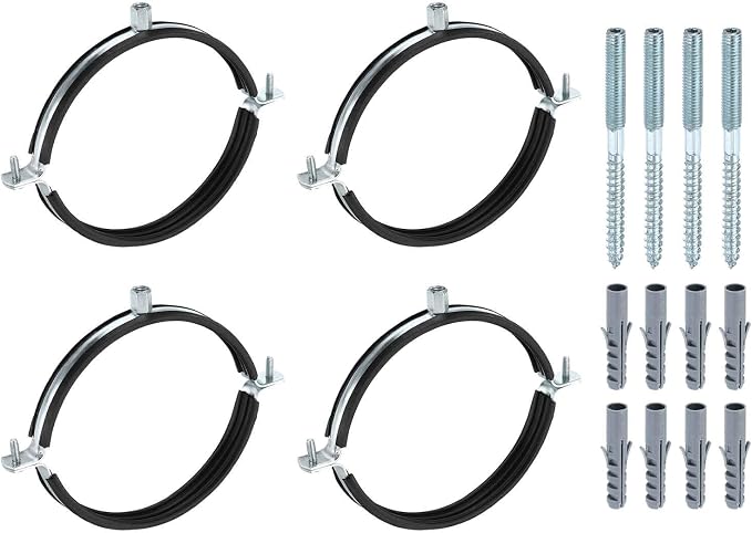 HARFINGTON 4 Set Split Ring Pipe Hanger 6-5/16" Galvanized Steel Sheet Wall by HARFINGTON