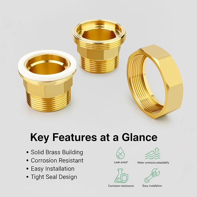 1PCS Brass Union，1-1/2" NPT Male x 1-1/2" NPT Male Brass Pipe Fitting - Image 6
