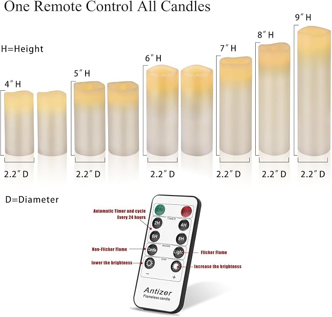 Flameless Candles Led Candles Pack of 9 Real Wax Battery Candles - Image 3