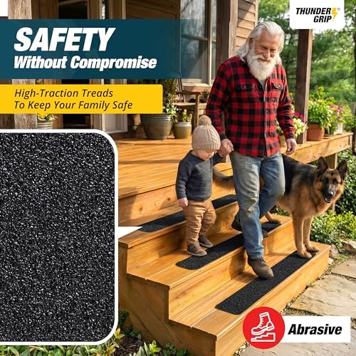 Outdoor Stair Treads Non-Slip 24" x 4" 15-Pack Waterproof 80-Grit Grip Tape - Image 2
