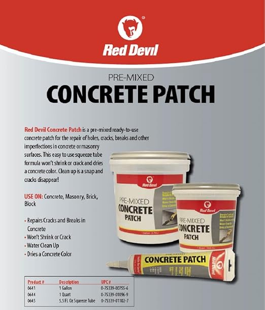 Red Devil 0644 Pre-Mixed Concrete Patch, 1 Quart, 6 Pack, Made in USA - Image 2