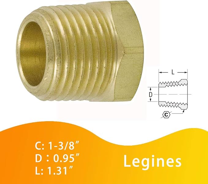 Brass Pipe Fitting Hex Bushing 1" NPT Male to 3/4" NPT Female Adapter 1200psi - Image 4