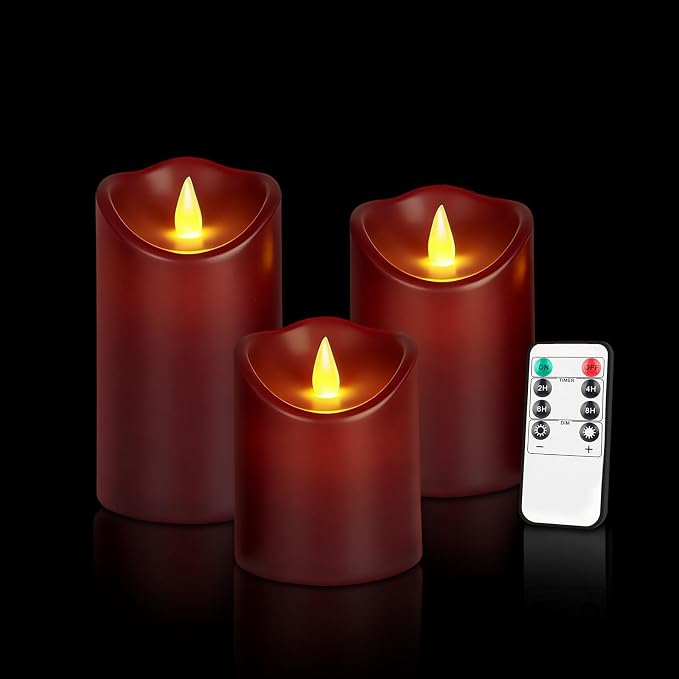 Artmarry Flameless Candles 4" 5" 6" Set of 2/3/6 Outdoor Indoor Pillars Battery by Artmarry