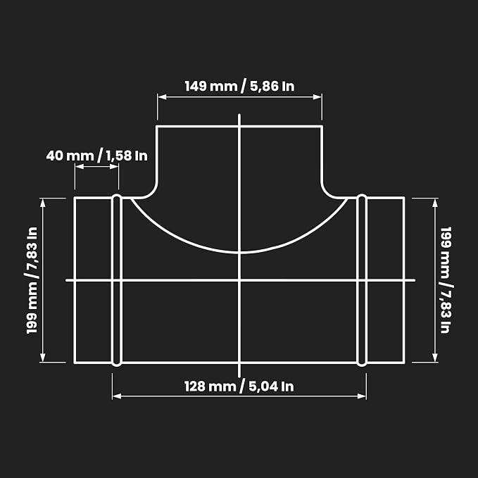 8" Inch to 6" Inch Branch T-Shape Ducting Splitter - Image 2