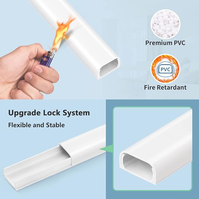 ZhiYo 43" Cord Covers for Wires on Wall, 0.95" W x 0.47" | Fits 2-3 Cords - Image 5