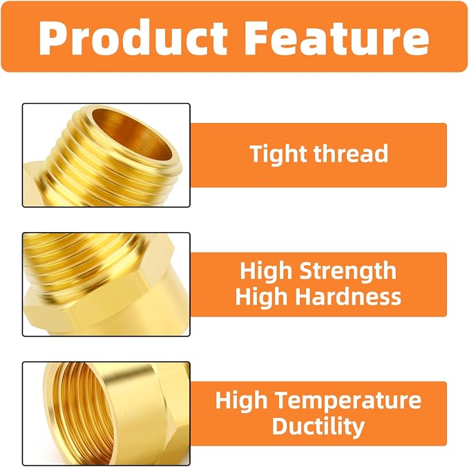 GASHER 2Pcs 1" G Thread Female × 1" NPT Thread Male Brass Pipe Fitting Adapter - Image 3