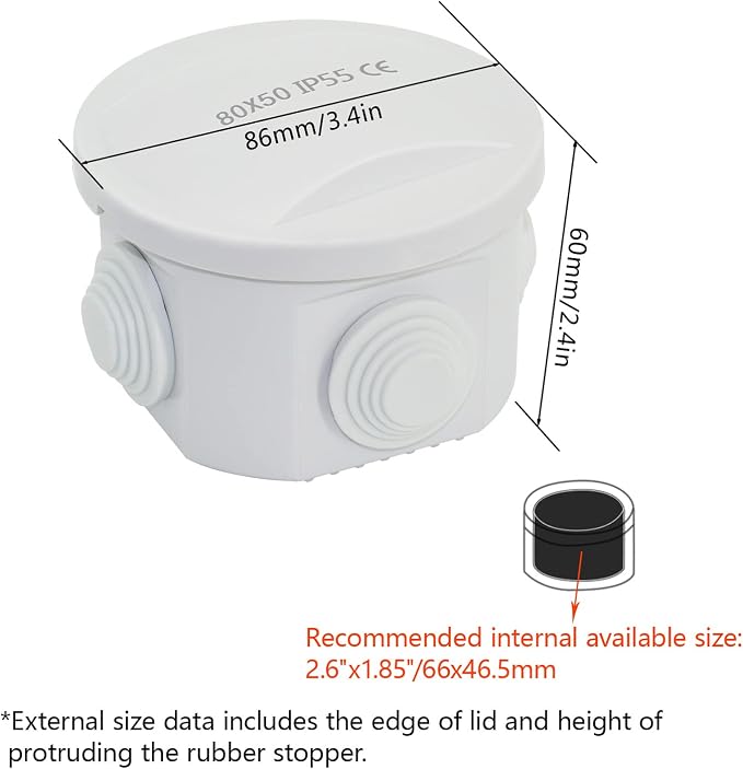 Junction Box, ABS Plastic IP55 Water Resistant and Dustproof, Universal - Image 2