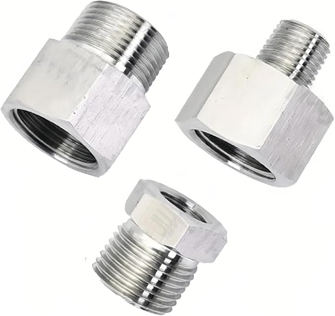 304 Stainless Steel Hex Adapter, G to Metric M Thread Reducer, 1/2-3/4 3/8-1/2 by Shrandi