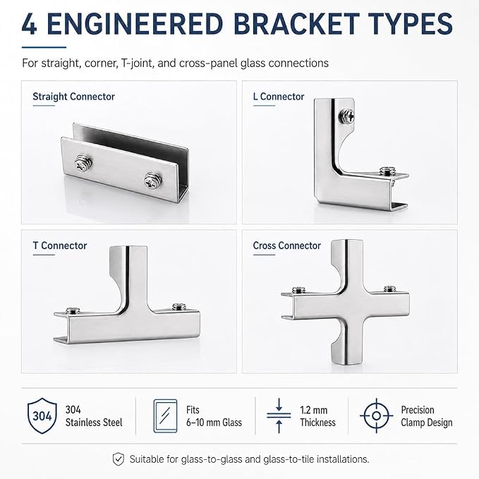Glass and Tile Corner Clip, Clamp Bracket，T-Shape | Outdoor Furniture Connector - Image 3